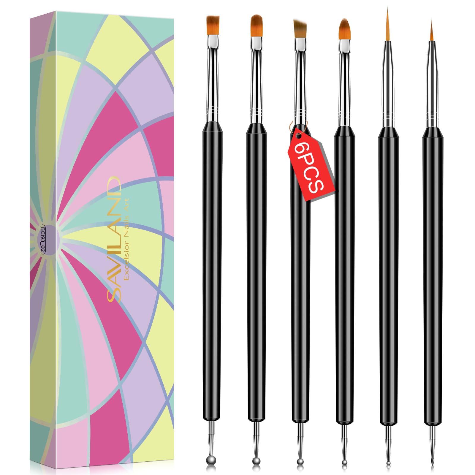 Amazon.com : SAVILAND Nail Art Brushes Set - 6pcs Double-End Nail